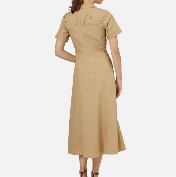 NWT NICHOLAS Tenley Khaki Button Down Midi Dress with Corset Seaming - Picture 3 of 13